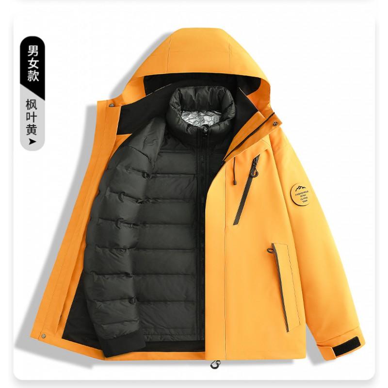 3-in-1 Detachable Waterproof Windproof Hiking Jacket With 90% Down Insulated Liner Men Women Outdoor Trekking Camping