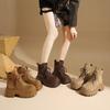 Retro High-heeled Short Boots for Women, 2025 Autumn/winter New Style, Matte Thick-soled Boots with A Large Head Design