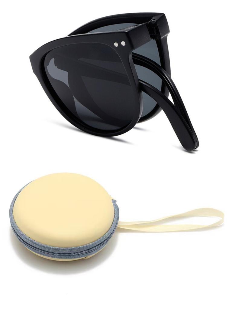 Korean Children Round Foldable Sunglasses Fashion Sun Glasses Cute Boys Girls Colorful Shades with Case