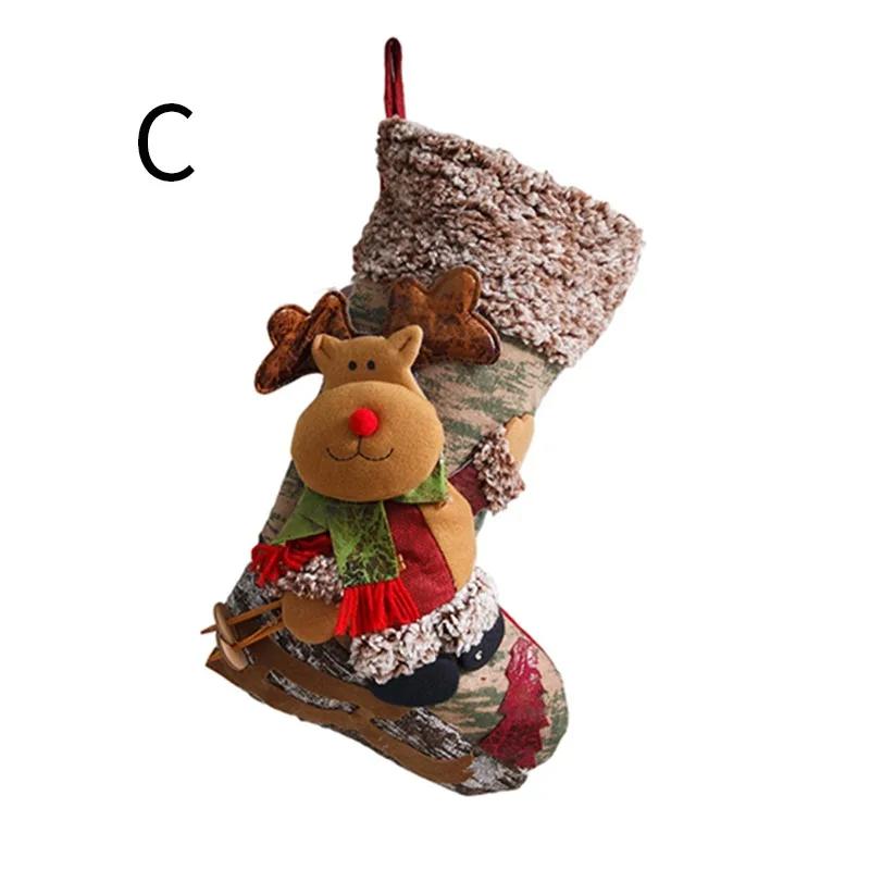Christmas Stockings Socks Santa Snowman Hanging Xmas Tree Ornaments Christmas Decor For Home New Year Navidad Candy Gift Bags