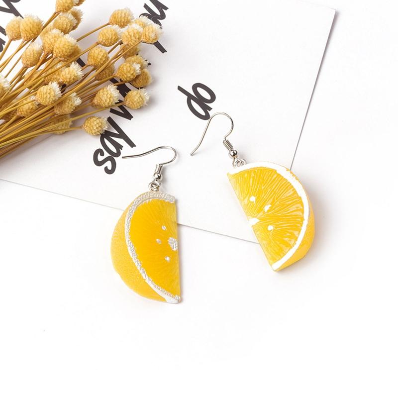 Lemon Earring for Women Resin Long Cute Tangerine Charm Earring Fashion Fruit Drop Dangle Earring for Girl Jewelry Gifts