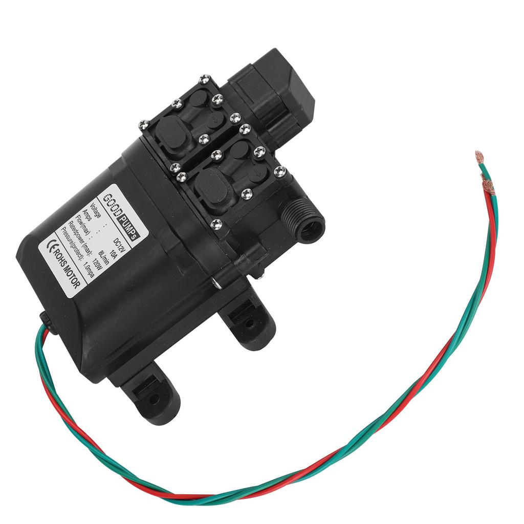 Pompă cu diafragmă de înaltă presiune cu debit mare 12V 120W 8L, miez dublu cu conector de cupru