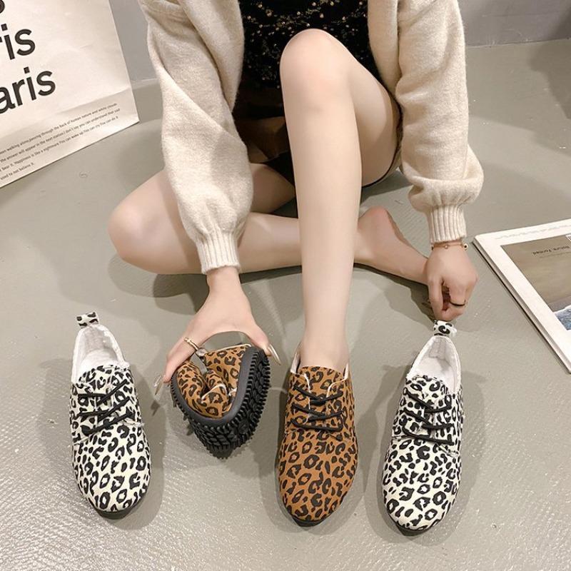 Large size casual Doudou shoes women's autumn new leopard print light Doudou shoes casual single shoes women