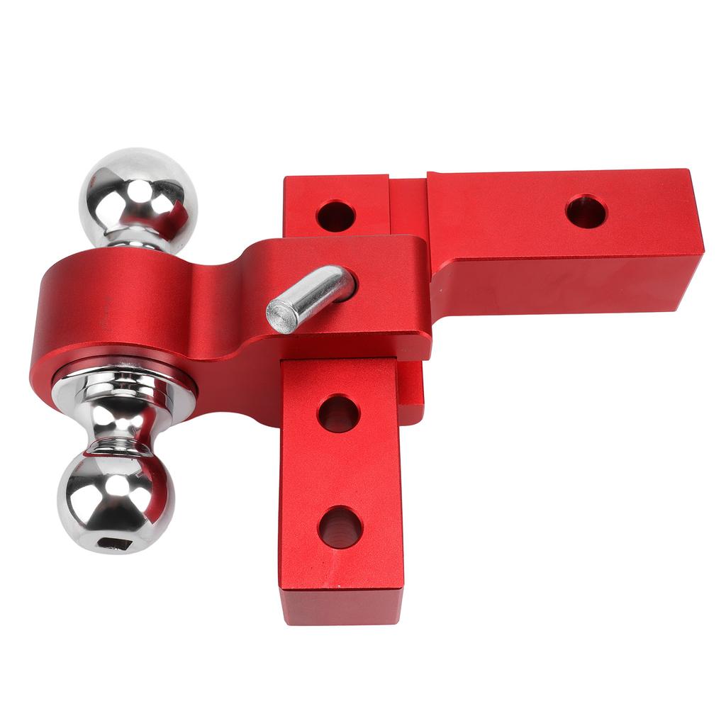 Towing Trailer Hitch Mount with Dual Balls Lock Pins 6in Adjustable Drop Aluminum for 2in Receivers Red