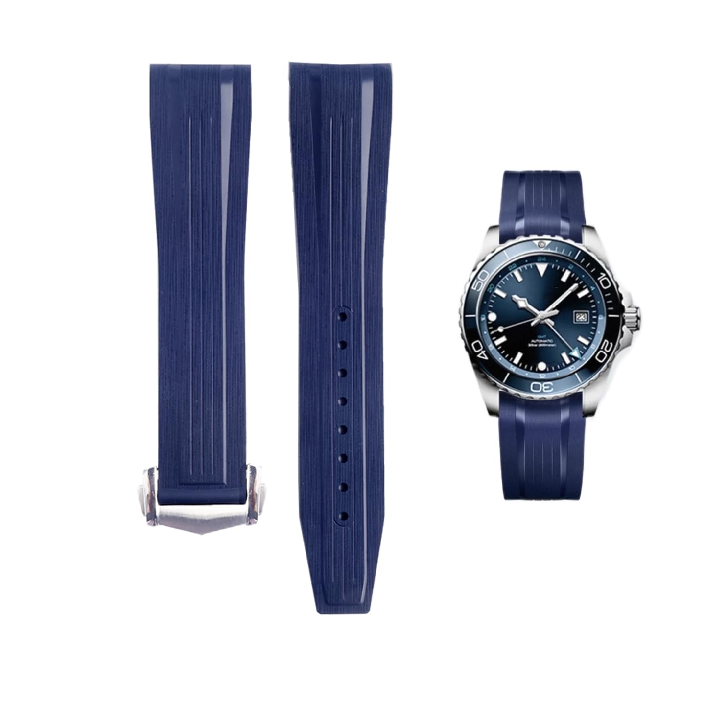 

SigneMetu Watch Band Compatible with 21mm, 22mm Longines Conquest L3.970, 41mm, and L3.890, 43mm Replacement Watch Strap (Blue, 22mm)