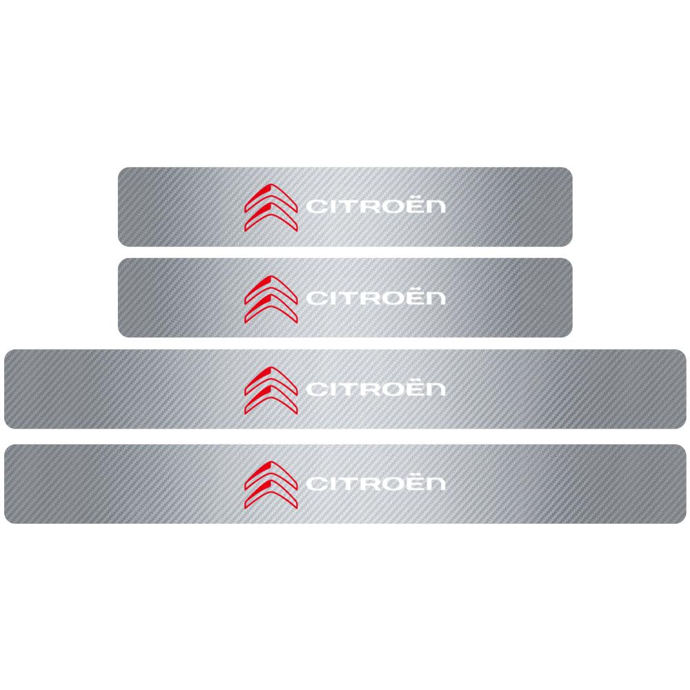 4Pcs Car Door Sill Protection Sticker Anti-scratch Carbon Fiber Door Sill Sticker For Citroen C1 C2 C3 C4 C4L VTS C-ELYSEE C3-XR