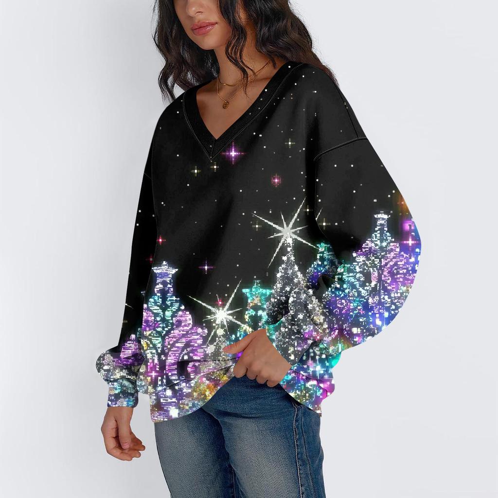 Dámská mikina sportovní flanelová mikina s dlouhým rukávem top ležérní mikina s výstřihem do V