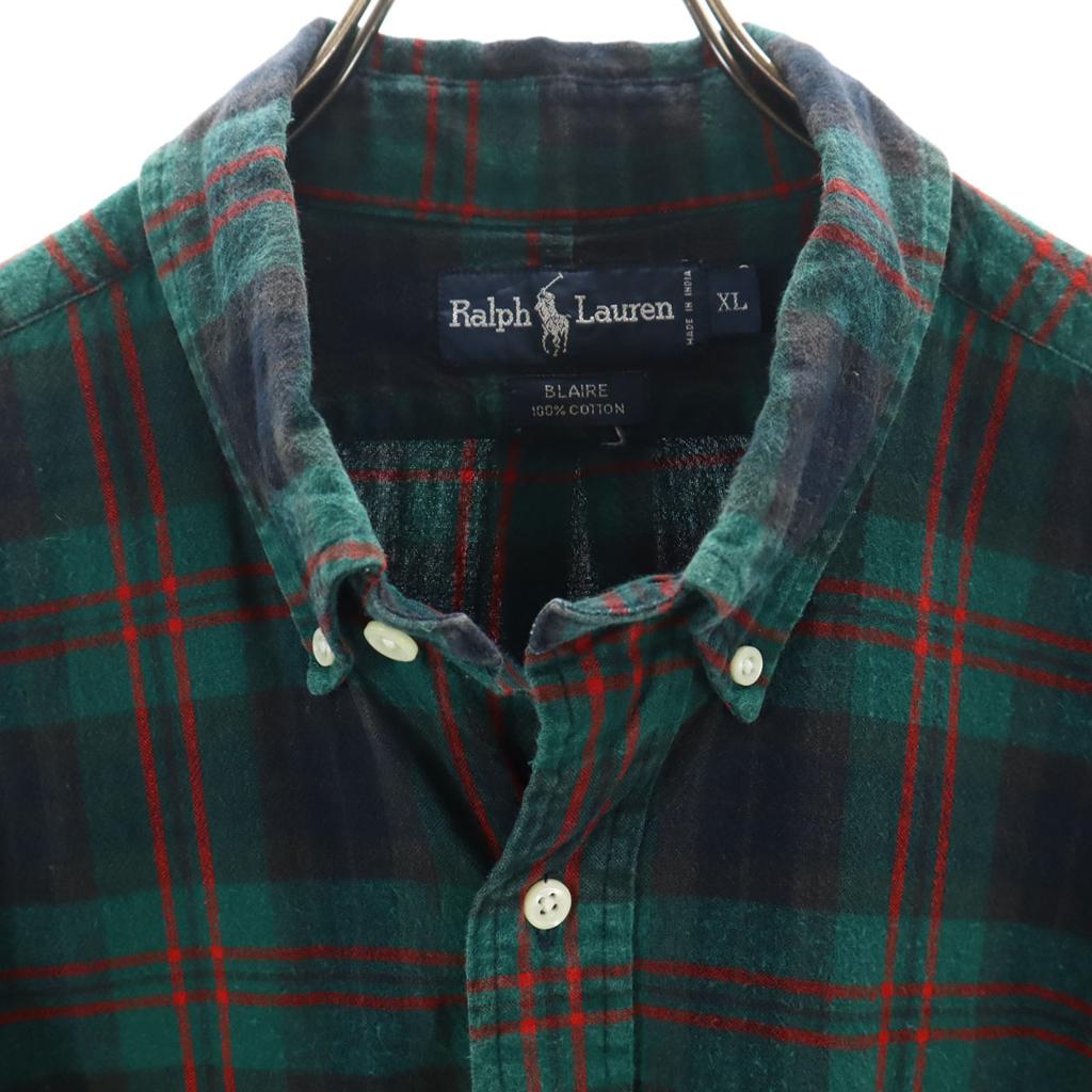 Ralph Lauren Check Pattern Long Sleeve Long Button Down Shirt XL Women Used