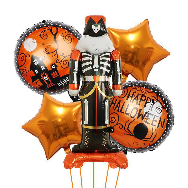 Large Standing Halloween Witch Dark Knight Card Seat 5-Piece Aluminum Film Balloon Halloween Party Arrangement