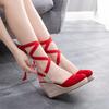 Shoes Women Summer High Heel Platform Wedges Sandals Ankle Buckle Strap Closed Toe Comfortable Casual Shoe
