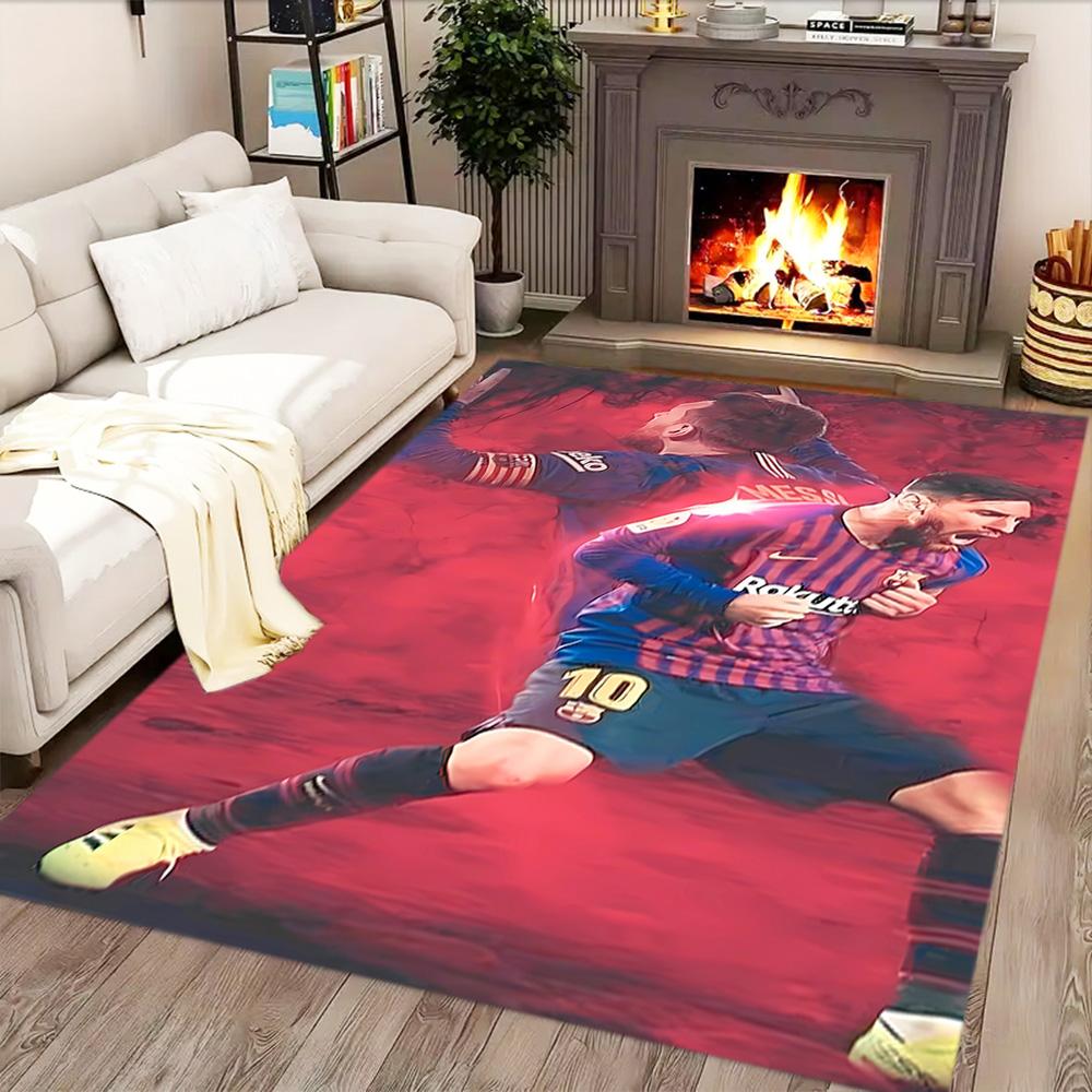 Messi Celebration rug for living rooms, bedrooms, home décor, and as gifts.