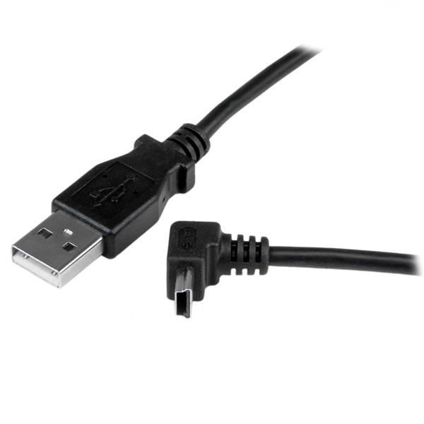 Câble Mini USB - A vers Mini B coudé 90° vers le haut - 1 m - Noir