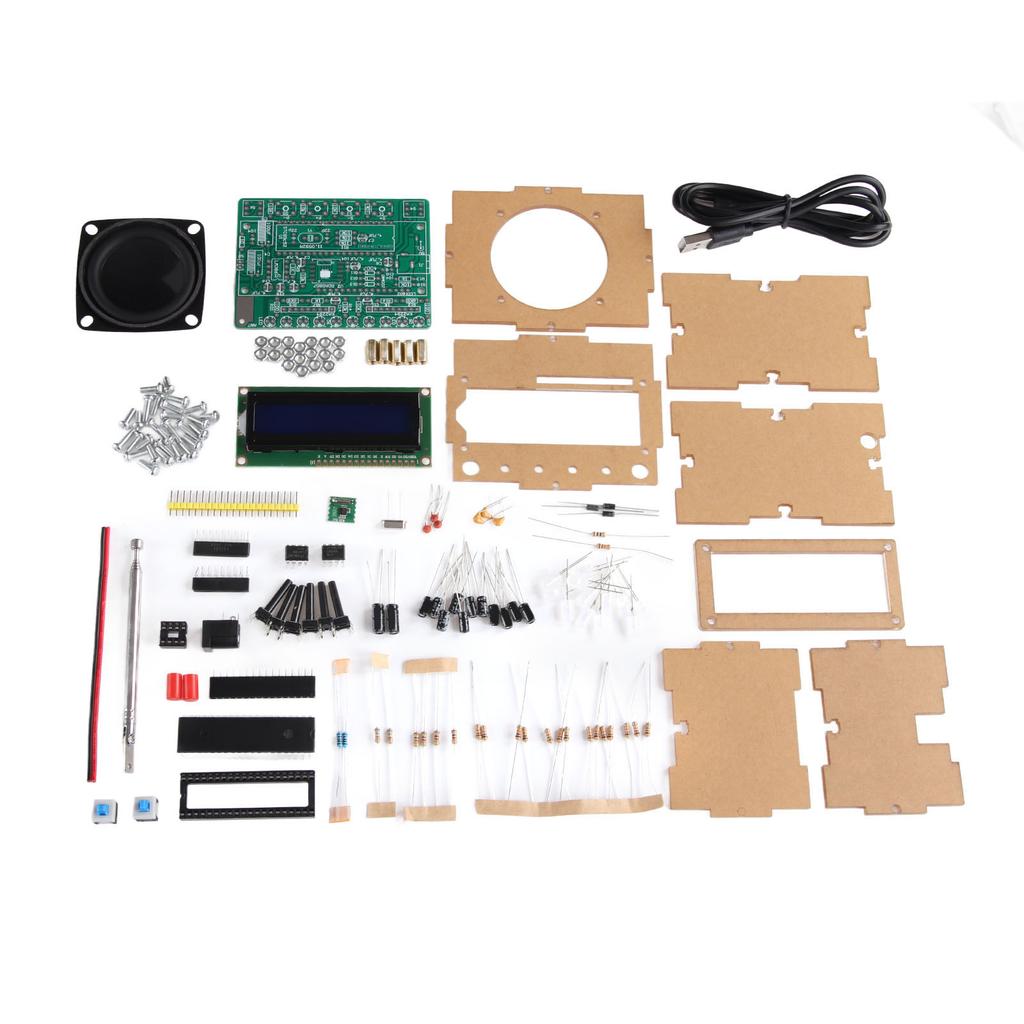DIY FM Radio 87 To 108MHz LCD Display Digital Radio Receiver with LED Flashing Light for Education Project Parts