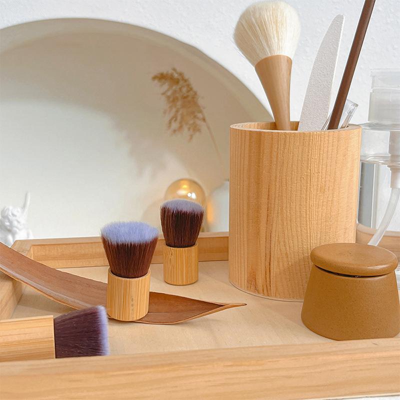 Mini-Nagelreinigungsbürste mit kurzem Griff, Nagelkunst-Staubentferner, Bambusgriff, Nageltrimm- und Reinigungspinsel-Werkzeuge