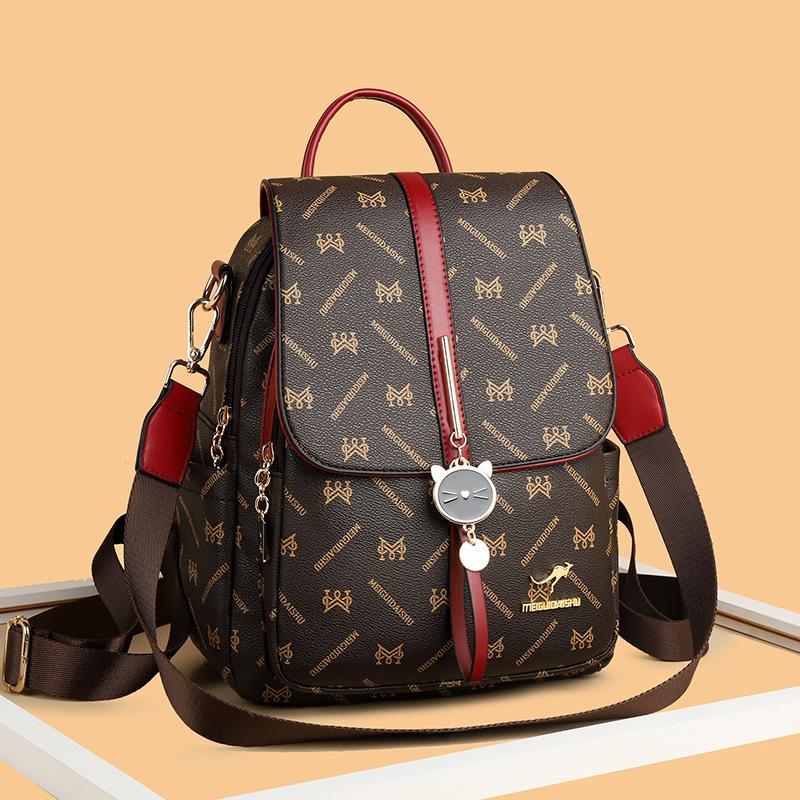 Soft leather backpack women's summer new bag large capacity fashion trend travel backpack cross