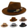 Trendy Fedora Hats Men Women Casual Vintage Caps Bowknot Feather Belt Jazz Cap Britain Derby Luxury Hat Mens Trilby Felt Caps