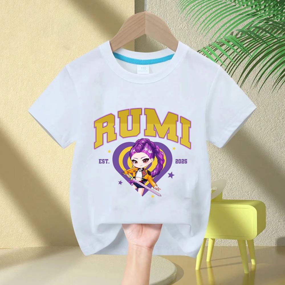 Soft Cotton T-Shirt for Girls, 2026 Movie Design,Children's Clothing,Gifts for K-Pop Demon Hunters Fans, Fashionable Casual Tops