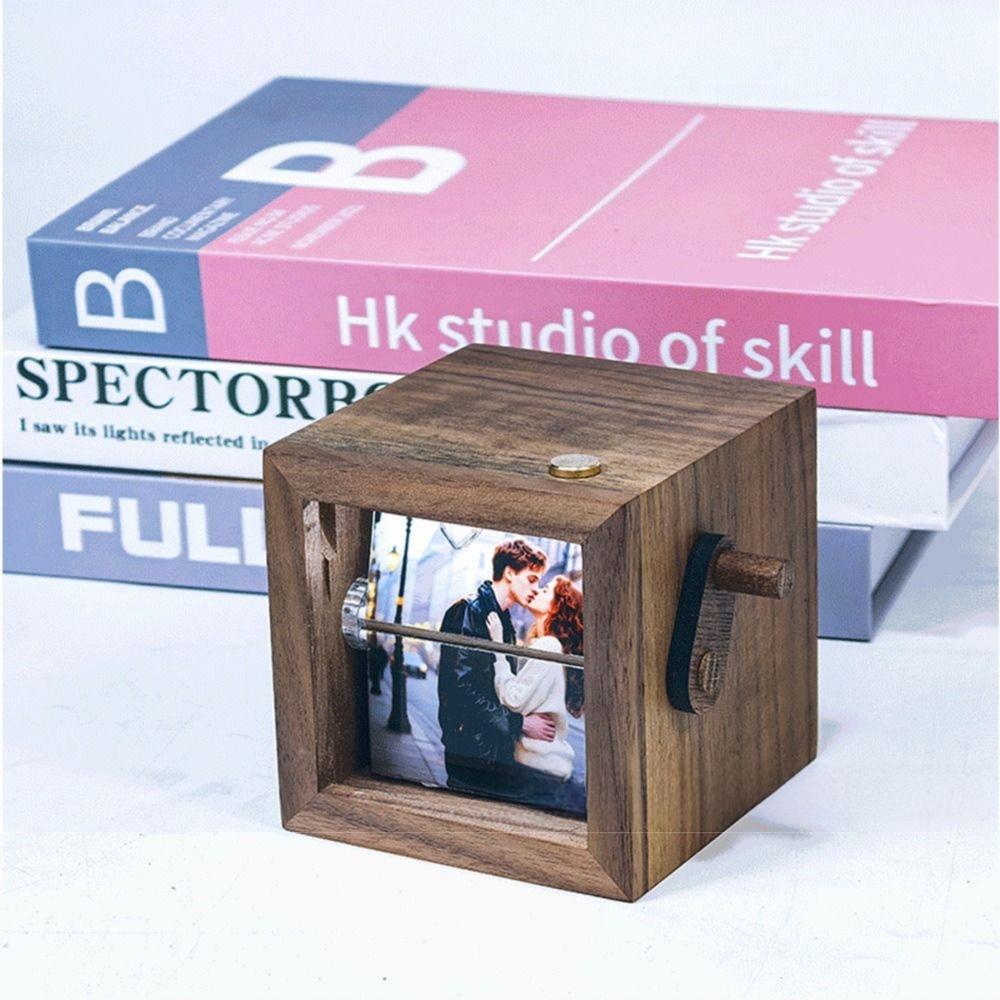 Ruční pohyb DIY Dřevěné rotující fotoalbum 8/16 fotografií Otáčecí fotostroj Svatba