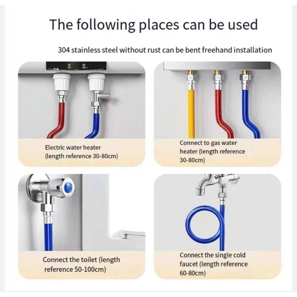 Explosion Proof Water Heater Inlet Hose 1/2in Faucet Toilet Hose Household Water Tube  Bathroom