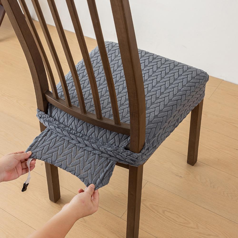 Anti-Slip Buckle Dining Chair Cover Stretch Jacquard Seat Cover Chair Seat Cover  Chair Protection