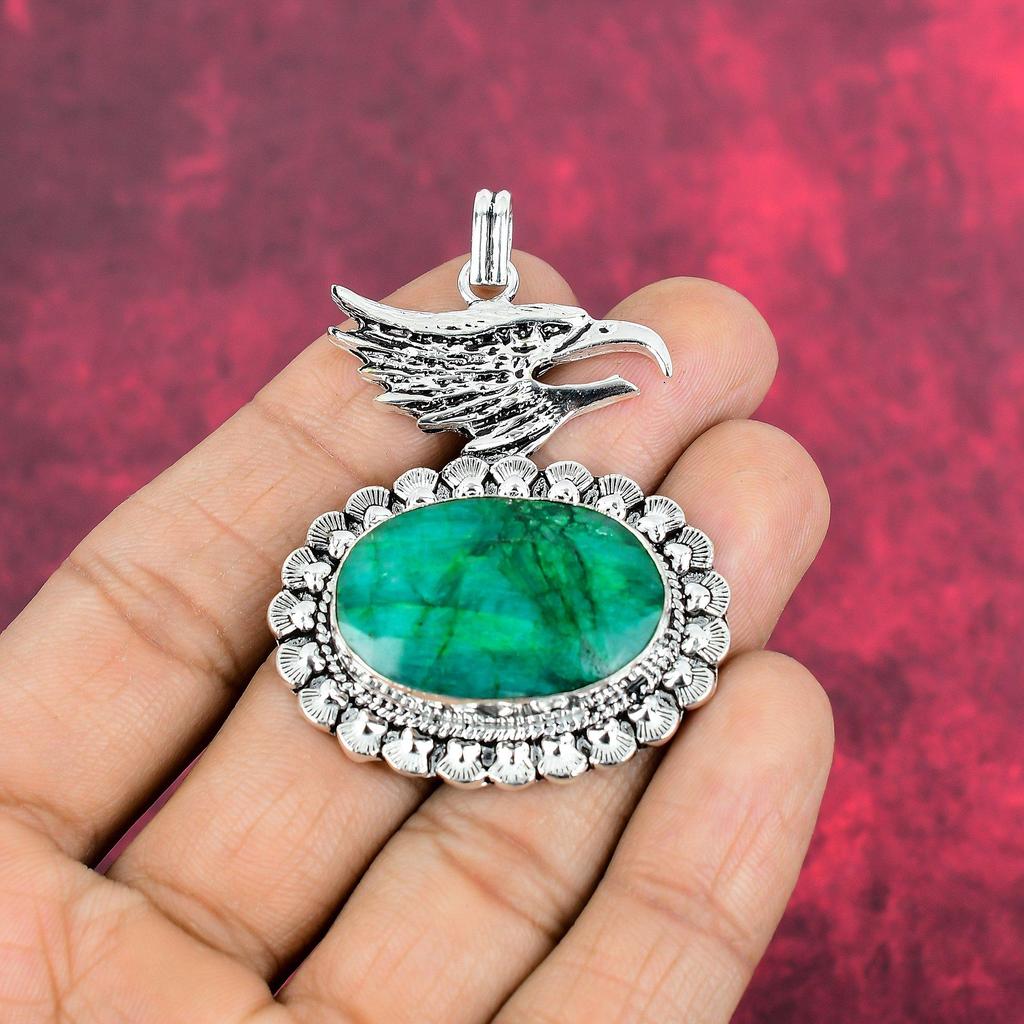 Emerald Pendant, 925 Sterling Silver Pendant Gemstone Jewelry, Handmade Pendant Amazing Jewelry, Gift For Her