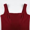 Women's Red A-line Dress: French Heiress Style, Bow Backless, Spaghetti Straps, Waist-Cinching, Fluffy Skirt