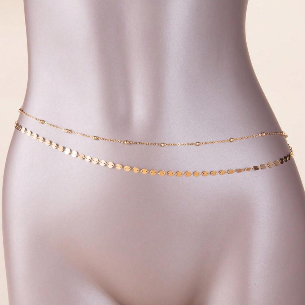 European & American Handmade Sequin Bead Waist & Body Chain Set for Women