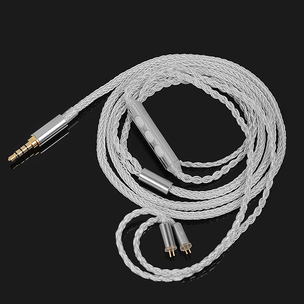 3.5mm/Type-C Headphone Cable 8Core Silver Plated Braided Earphone Cable 2Pin 0.78mm Plug Replacement Earphone Cable