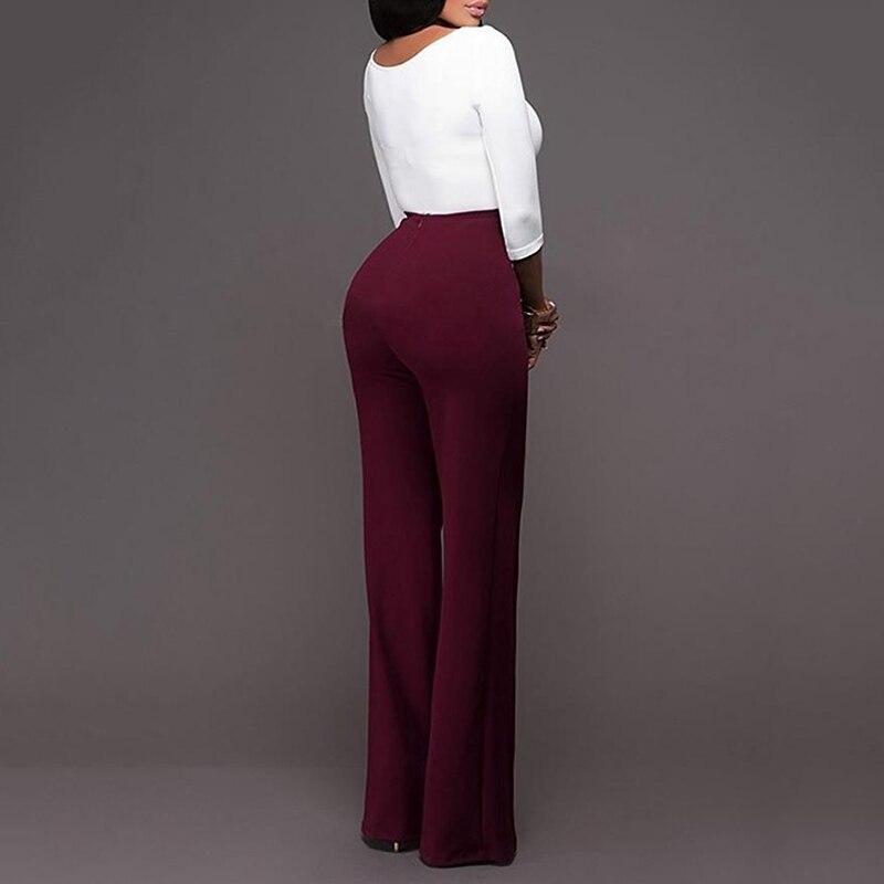 Women Fashion Wide Leg Pants Strech Trousers Ladies Flared Trousers Loose Pants High Waist Slacks Female Solid Color Suit Pants Straight Trousers