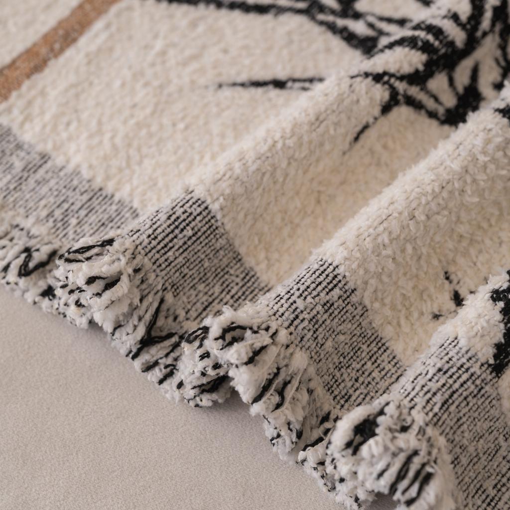 1 Stück Bambus-Stil Flauschige Warme Sofadecke mit Quasten, Sofabezug Decke für Wohnzimmer - Gemütliche Überwurfdecke für Sofas