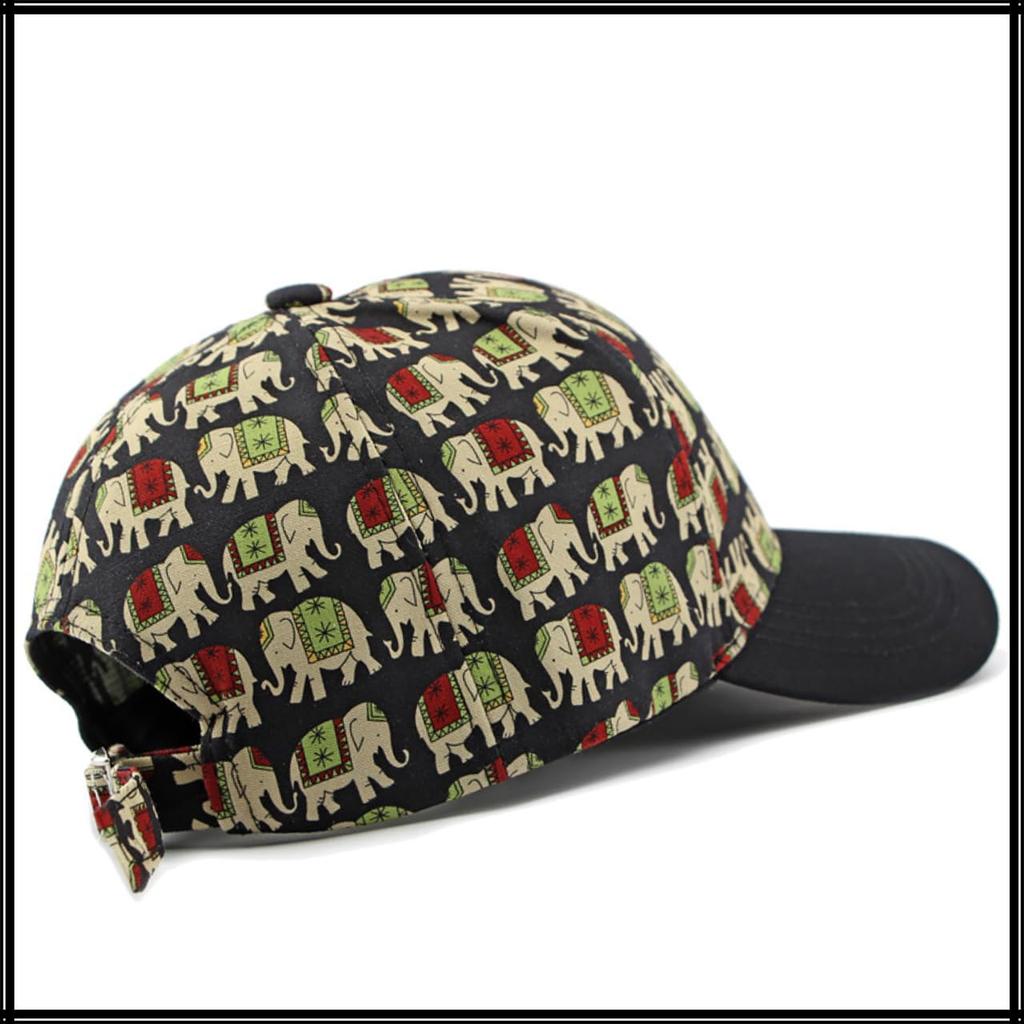 Elefantenprint Ethnisch Lässig CZA256 [Weißer Zahn] Kappe, Design, Hut, Herren, Damen, (Schwarz)