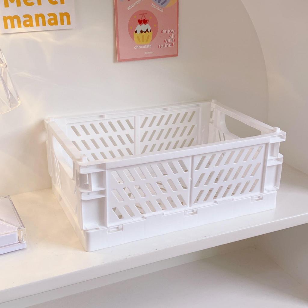 Korean Mini Folding Storage Box - Compact Organizer for Desktop, Stationery, and Skincare Essentials