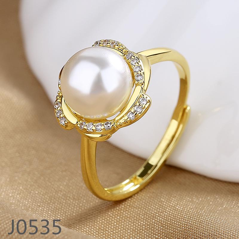 Korean Light Luxury Pearl Ring for Women – High-End Adjustable Index Finger Jewelry, Customizable Setting.