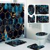 1/4 Geometriskt rutnät duschdraperier, Toalettsitsdekoration, Duschdraperi med matta och toalettlock, 12 70.8x70.8 tum krokar