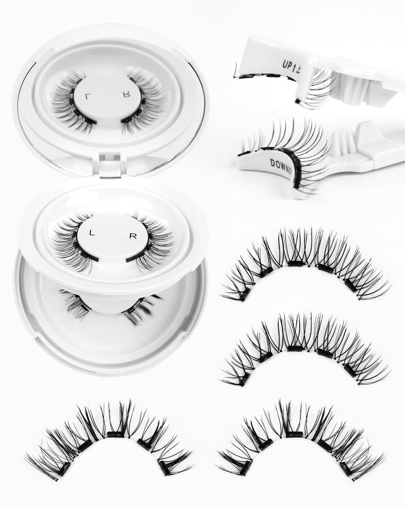 EMEDA Magnetic False 2 Ultra No Adhesive Easy To Reusable Eyelashes, Pairs, Lightweight, Required, Waterproof, Sweatproof, Portable, Apply,
