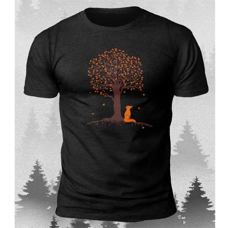 Vintage Tree Pattern 3d Print T-shirts Loose Oversized Fashion Sports Tops Street Casual Men's T-shirts