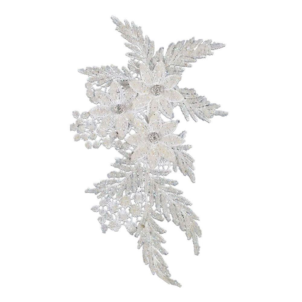 Lace Fabric Flower Applique Rhinestone Cloth Applique Garment Decoration Cloth Patch  Sewing