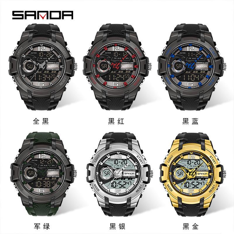 Sanda Watch Men'S Electronic Watch 6015 Youth Simple Waterproof Luminous Sports Men'S Tide