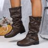 Retro Women Boots Autumn/Winter  New Large Size Short Boots Thick Heel Knight Boots Leather Fashion Designer Shoes For Women