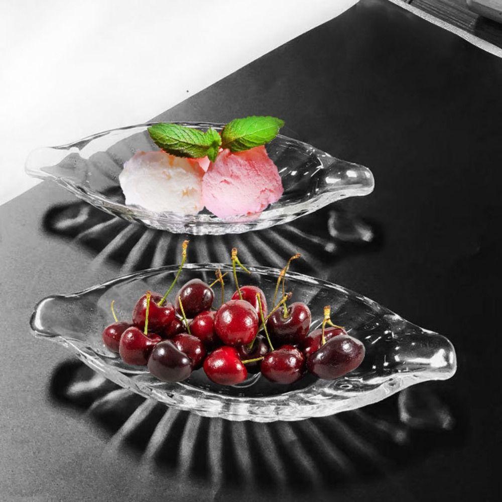 2pcs Large Size Dessert Plate Acrylic Salad Serving Bowl Boat Shaped Ice Cream Bowl  Restaurants