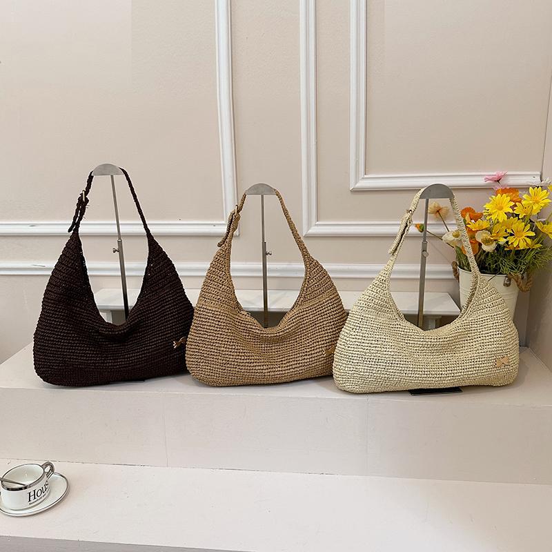Summer Casual Straw Solid Color Large Capacity Youth Shoulder Bag for Women Popularity Beach Vacati Crossbody Bags
