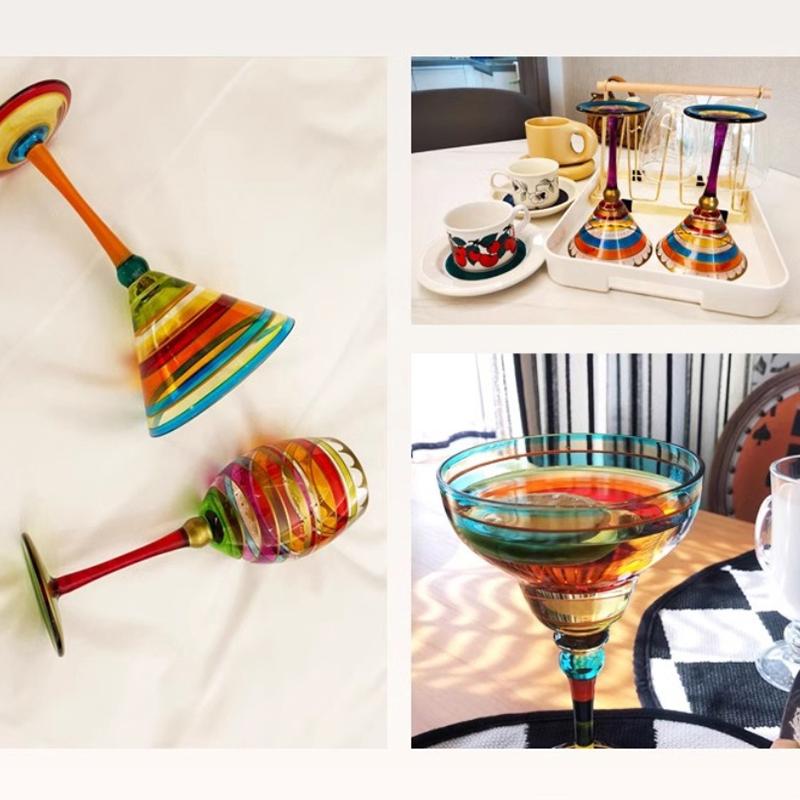 Handmade Colorful Margarita Wine Glasses Exquisite Lead-Free Cocktail Glassware For Wedding Party Drinkware Unique Goblet