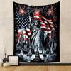 Statue of Liberty with Fireworks Scene Patterned Tapestry Decorative Wall Hanging, Home Bedroom Living Room Decor