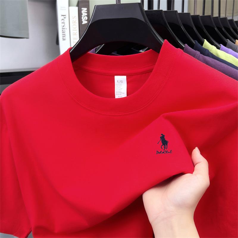Men's Lightweight 100% Cotton Casual Round Neck T-shirt - Breathable and Fashionable for Summer