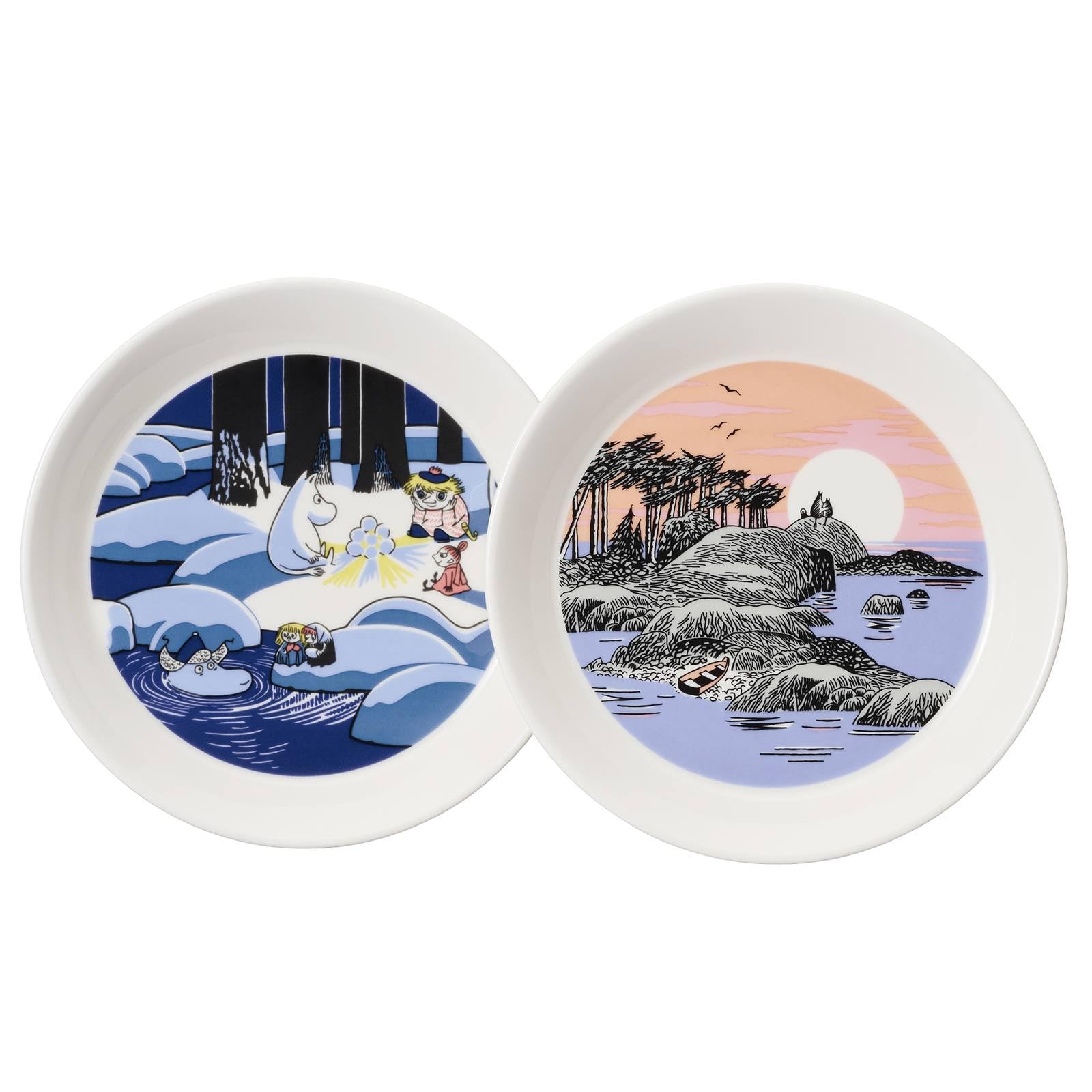 

[Officially Imported] Moomin by ARABIA Set of 2 Plates, 19cm, Collector s Plate Set, Snow Lantern & Mother & Son, Moomin Tableware, Arabia, 1067428