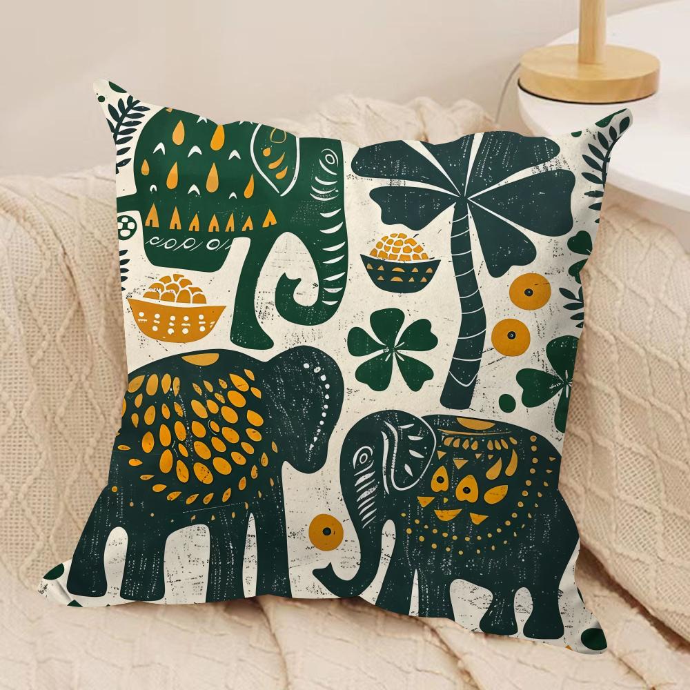 Hot Selling Elephant And Flower Cushion Cover Pillowcase Ultra Soft Skin Friendly Fabric Cloud Like Comfort Concealed Zipper
