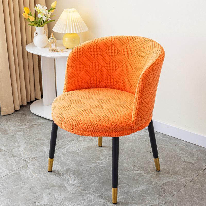 Nordic 3D Jacquard Curved Armchair Elastic Seat Cover Carved Arc-Shaped Chair Cover Dustproof Protect Dining Chair Slipcover