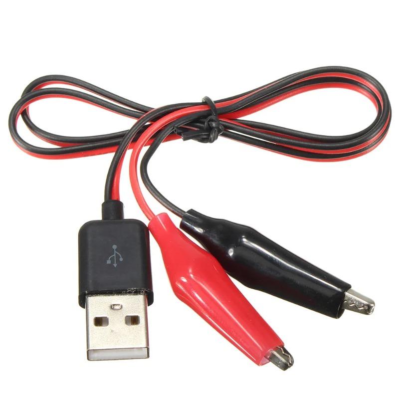 

58CM Metal Alligator Clip Crocodile Electrical Clamp for Testing Probe Crocodile Test Clip to USB Adapter Multimeter Car Home