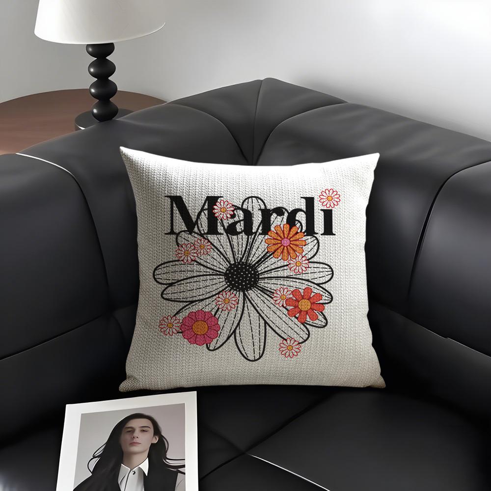 M-Mardi Brand Cushion Cover Natural Linen Organic Fabric Double-Sided Printing Sofa Home Decor Gift Pillow Case
