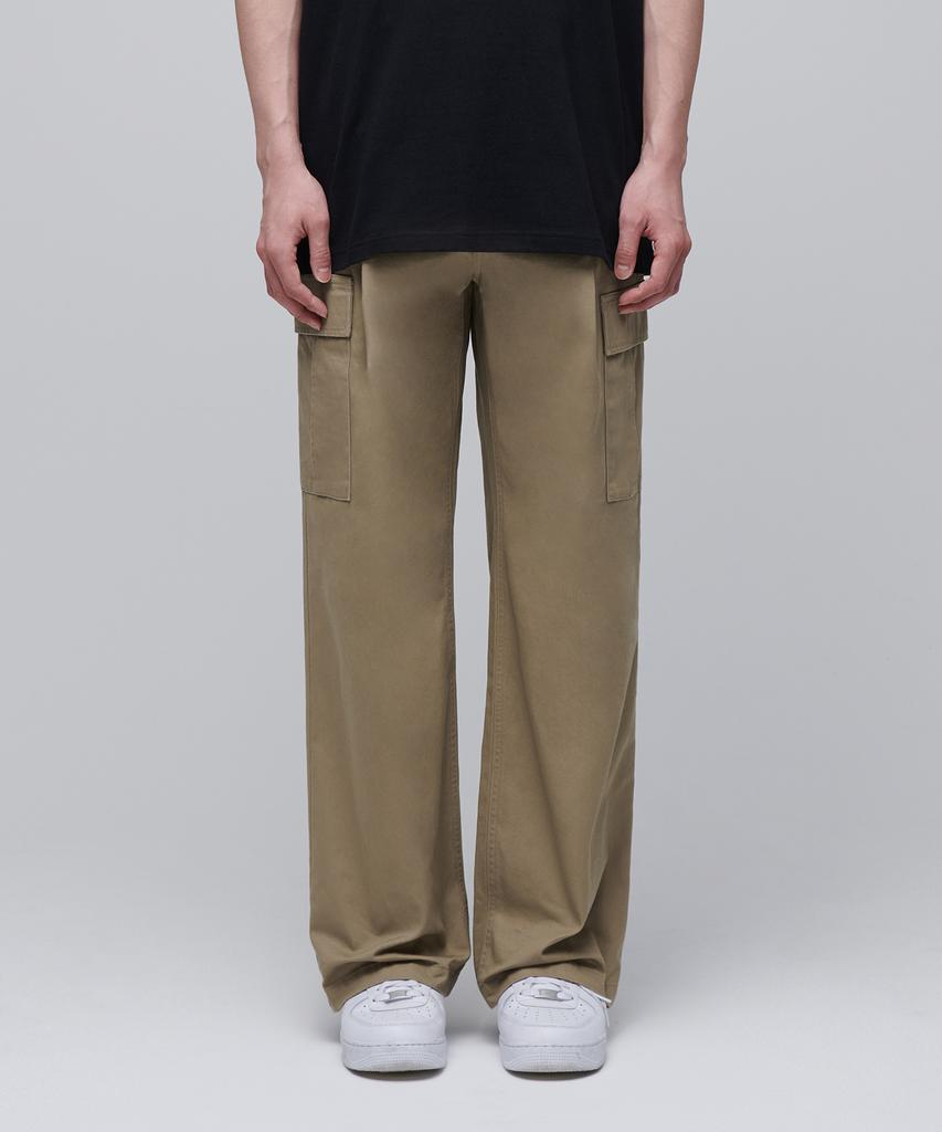 MUSINSA STANDARD One-Pleat Wide Cargo Pants [Beige]